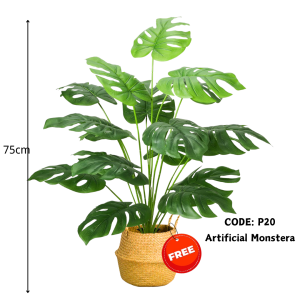 【SG Evergreen】SUPER PROMO! Artificial Plant with basket Artificial Plants Fake Potted Plant Artificial Monstera Plants Fake Plants Small Plants for Home Office Table Top Decor