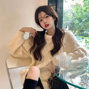 IELGY Red Christmas loose thick sweater womens soft lazy style mid-length top