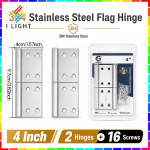 (Fast&COD)1Pair 304 Stainless Steel Flag Hinge 3Inch/4Inch Detachable Rust Resistant Furniture Hinge