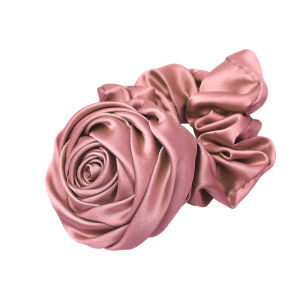 ที่มัดผมซาตินสีทึบที่รัดผมเครื่องประดับผมผู้หญิงหญิงสาวที่รัดผมดอกกุหลาบอย่างใยไหมหรูหรายืดหยุ่นมันวาว
