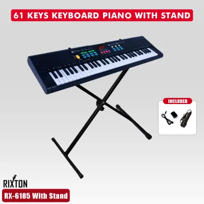 RIXTON 61 Keys Black Digital Electronic Keyboard Electronic Piano Organ with Micphone USB Charging Kids Gift Musical Instrument Musical Keyboard Professional