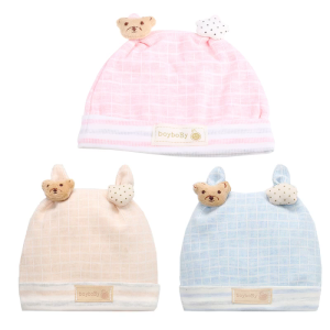 0-3 Months Baby Cute Bear Stars Ears Hat Soft Cotton Beanie Cap Headwear Infants Tuban Bonnet Hospital Hat Cap