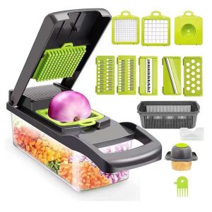 Máy thái rau củ đa năng 12 in 1 BPA Free Tích hợp dao cắt thái gọt nạo bào sợi thái hạt lựu Sử dụng nhựa thực phẩm PP