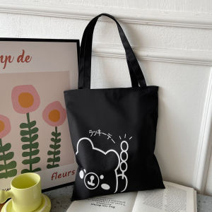 Túi Tote nữ vải canvas túi đeo vai mới in hình dễ thương túi vừa A4 có khóa kéo tiện dụng LX319