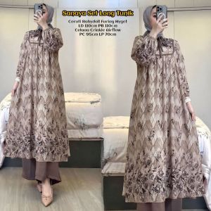 Syahnaz Set Tunik - One Set Wanita Kekinian Rayon Premium Setelan Wanita Long Tunik Susun LD 110 cm