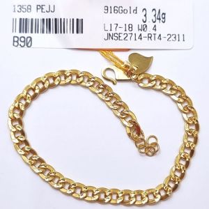 JIN JING RANTAI TANGAN HOLLOW EMAS 916 3.20g/3.34g