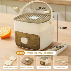 48 Grid 2 Layer Press Type Ice Cube Tray with Handle Easy Demolding Mold for Efficient Ice Making