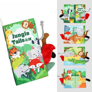SKISOPGO Baby Soft Cloth Book Early Learning Educational Toys Newborn Cartoon Animal Tail Book Buku Baby布书