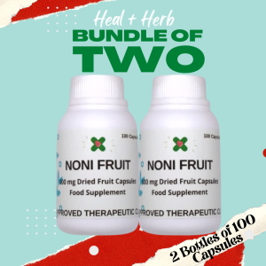 Noni Fruit Capsules 500mg Capsules For Colds Flu Diabetes Anxiety & High Blood Pressure (BUNDLE OF TWO 100 Capsules)