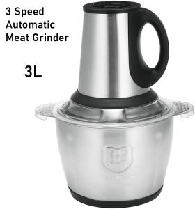 3-Speed Electric Chopper 3L/5L Stainless Steel Meat Grinder Versatile Food Processor Kitchen Slicer Egg Beater Durable Mincer Multi-Functional Silver Large Capacity Efficient Easy to Clean Quick Prep Tool Home Cooking Essential Robust Design