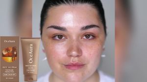 OceAura  Krim Penggelap Ringan   Krim Pencoklat Kulit Wajah dan Tubuh Lembut Mengkilap untuk Musim Panas di Luar Ruangan