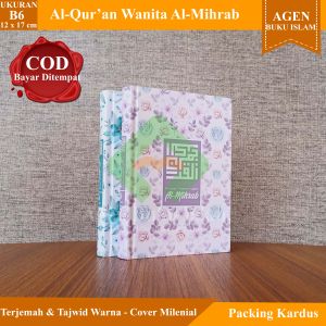 COD Bayar di Tempat Al Quran Wanita Al Mihrab B6 Rinbow Cover Milenial Terjemah dan Tajwid Warna