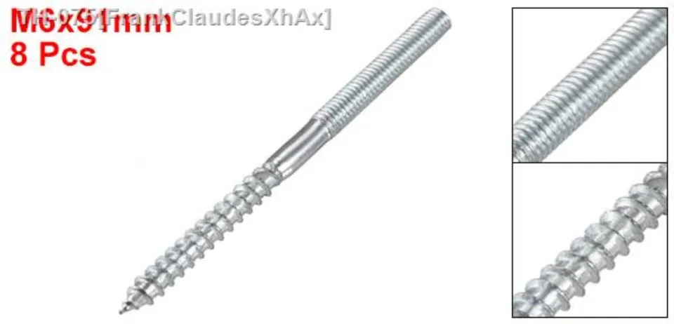 Uxcell M8x60mm Hanger Bolts – 8-Pack Double-Ended Dowel Screws For Wood Furniture, Zinc-Plated Carbon Steel
