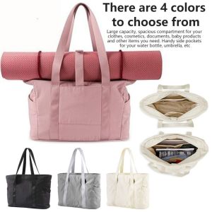 DSFDF Nylon Yoga Mat Bag with Yoga Mat Buckle Solid Color Gym Fitness Tote Bag Fashion Large Capacity Travel Handbag Women