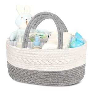 Baby Diaper Caddy Organizer Cotton Rope Diaper Basket Caddy Changing Table Diaper Storage Caddy Baby Baskets for Storage Baby Shower Gifts for Newborn