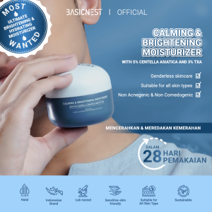 BASICNEST Calming & Brightening Moisturizer with 5% Centella Asiatica and 3% TXA | Melembabkan mencerahkan dan meredakan kemerahan untuk kulit kering berminyak sensitif