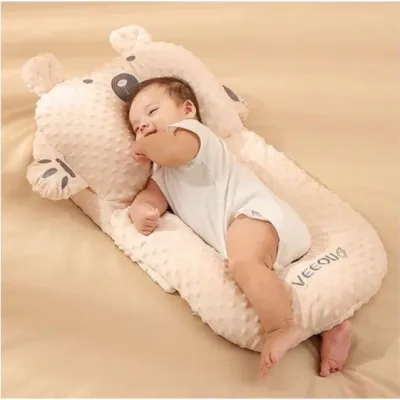 Gối Chống Trào Ngược Vải Nhung Đa Năng Cho Bé Sơ Sinh Đến 1 Tuổi ( Mát Xa Thoáng Khí Hỗ Trợ Bé Ngủ Ngon )