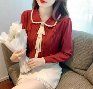 Blouse Wanita Sailor Knitwear | Baju Atasan Wanita Terbaru Sailor Knit Lengan Panjang