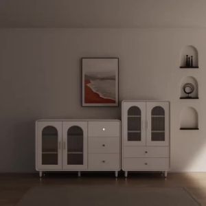 Cream Style Dining Cabinet Modern And Simple White Kitchen Cabinet Storage Cabinet Home Living Room Cabinet Storage Cabinet
