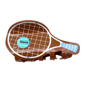 Fun PVC Hair Clip For Women Tennis Racket Shape Hairpins Coffee White Beige Color Secure Grip
