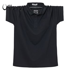 VSheng L-6XL ขนาดใหญ่ Polo T เสื้อสำหรับชายที่มีกระเป๋าขนาดใหญ่ยืดแขนสั้น TShirt Threadwork Cuff Tops สูงสุด135กก.