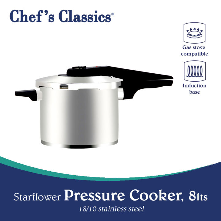 Chefs Classics Starflower Stainless Steel Pressure Cooker 8lts 8L