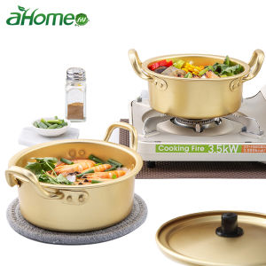 Fypo หม้ออลูมิเนียมหม้อพร้อมฝาข้าวต้มซุ๊ปสไตล์เกาหลีอุปกรณ์อุปกรณ์ทำครัวหม้อหุงต้มสำหรับเตาแก๊สหม้อทำอาหารครัว