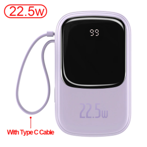 Baseus Malaysia Power Bank 3A Fast Charging 10000mAh / 20000mAh 20w / 22.5w Digital Display Power Bank with iPhone Cable or Type C Cable