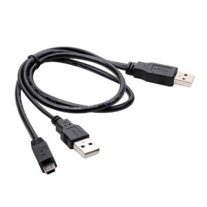 Double USB2.0 A Male to Mini 5Pin Cable Y Cable With Auxiliary Power For Portable Storage Devices Mini 5Pin Connectors
