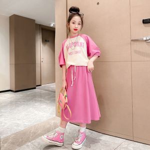 ALENA Frozen Dress For Kids Girl Girls Sports Suit Summer 2023 New Childrens Clothing Short-sleeved Girls Skirt Two-piece Set Pony Dress For Kids Girl Dress For Kids Girl 5 To 16 Years Old