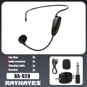 RAYHAYES Head Mounted Wireless Microphone Bluetooth for Meetings Teaching