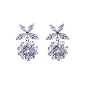 LIHUA Women Korea Style Rhinestone Zircon Prevent Allergy S925 Silver  Jewelry Ear Studs Dangle Drop Earrings Fashion Accessories