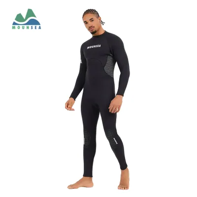 Mounsea 3mm Mens Wetsuit Profession Diving Snorkeling Anti-UV Black One-piece Fullsuit