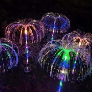 Solar Fiber Lamp Outdoor Garden Decoration Light Waterproof RGB 7 Color Changing Fiber Optic Solar Lights for Pathway Patio Lawn Backyard & Party Decor