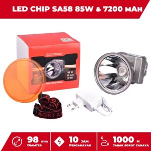 Senter Kepala Led Original Cahaya Putih Kuning 85W Aoki AK-H085 Professional Headlamp Super Terang