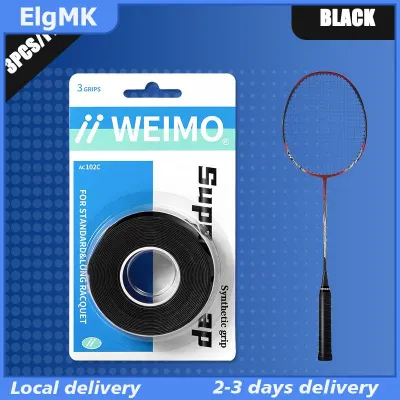 ElgMK 3pcs Pack Badminton Hand Rubber Wrap Around Handle With Anti-Slip Sweatband Grip Handle Leather Badminton Hand Rubber