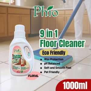 Phio 9-in-1 Floor Cleaner 1L | Wax Protection | Shiny & Fresh | Pet/Kid Friendly | For Floor Washer/Robot Vacuum