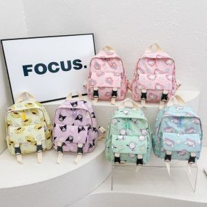 TINGTIAN Cinnamoroll Cartoon Kuromi Backpack Pachacco Kitty Cat Cute Shoulders Bag Creative Large Capacity Children School Bag Birthday Gifts