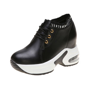 Koran Womans Sneakers Strappy Leather Soft Walking Shoes Shorty Heighten Casual Shoes