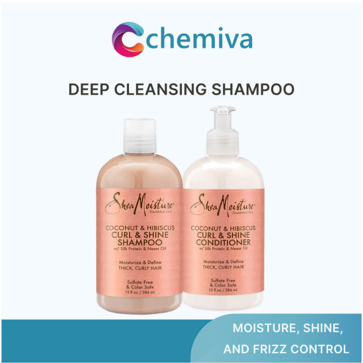 Fast Shipping Shea Moisture Coconut And Hibiscus Curl And Shine Shampoo Conditioner 384ml 6607