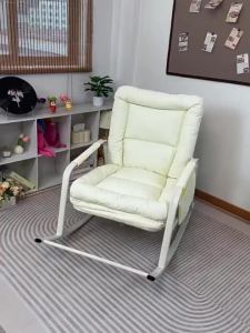 Foldable Kuromi Rocking Recliner Chair - Cat-Scratch Resistant Leather Lounge Sofa for s & Kids Portable Lazy Daybed for Nap Living Room Balcony (Gray/Pink)