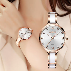 OLEVS 5872 Quartz Fashion Women Watch Gift Stainless Steel Watchband Round-dial Wristwatch
