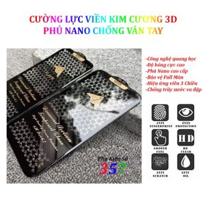 Cường Lực Iphone Viền Kim Cương full màn phủ Nano chống vân tay siêu mượt