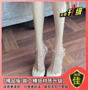 [Free Shipping] Spring Pointed-Toe Studded High-Heeled Shoes Womens Stiletto Heels Single-Strap Sandals Womens Wedding Shoes Mid-Heel Flats.