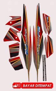 STIKER STRIPING LES LIS BODY MOTOR SUPRA FIT NEW 2006 DISK WARNA HITAM MERAH STANDAR