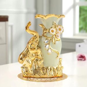 【1-3 Days Delivery】European style elephant ceramic vases living rooms decorations flower arrangements creative indoor furnishings dry flower vases