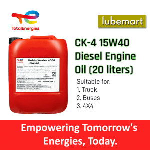 TOTALENERGIES RUBIA WORKS 4000 15W40 MINYAK ENJIN DIESEL TUGAS BERAT API CK4 (20 LITER)
