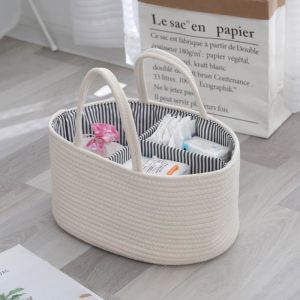 OutingSG-Foldable Diaper Bags Storage Bag Organizer Cotton Rope Woven Removable Dividers Mummy Bag
