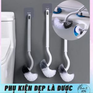 CỌ ĐẦU CONG 2 MÀU BẰNG NHỰA Bàn chải cọ toilet cán dài siêu sạch-Chổi chà rửa bồn cầuchà nhà tắm siêu bền