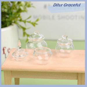 Ditur 1:12 Dollhouse Mini Glass Jar Candy Bottle Storage Tank Tiny Vial Kitchen Decor